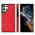thumbnail image 4 of Wallet Case Designed for Samsung Galaxy S22 Ultra, Classic Slim 2 Credit Card Holders Lychee Texture Synthetic PU Leather Anti-shock Lightweight Phone Case Cover for Samsung Galaxy S22 Ultra, Red, 4 of 6
