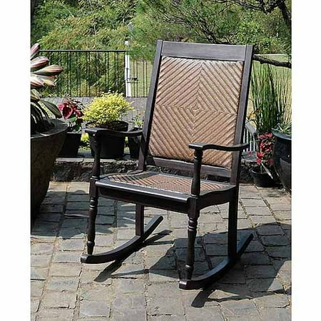 Wood Wicker Rocking Chair, Dark Brown - Walmart.com