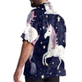 thumbnail image 3 of Starry Unicorn Men's Short Sleeve Hawaiian Shirt Button Down Poplin Beach Casual Printed Unisex Summer Tops, 3 of 6