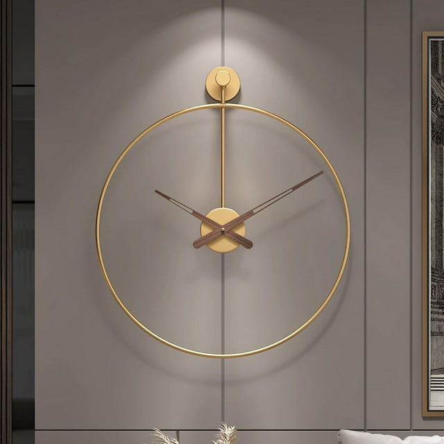 Reloj de pared nórdico, silencioso, redondo, moderno, estilo español, luz decorativa, relojes colgantes creativos de decoración del hogar, Oro Baoblaze Relojes de pared