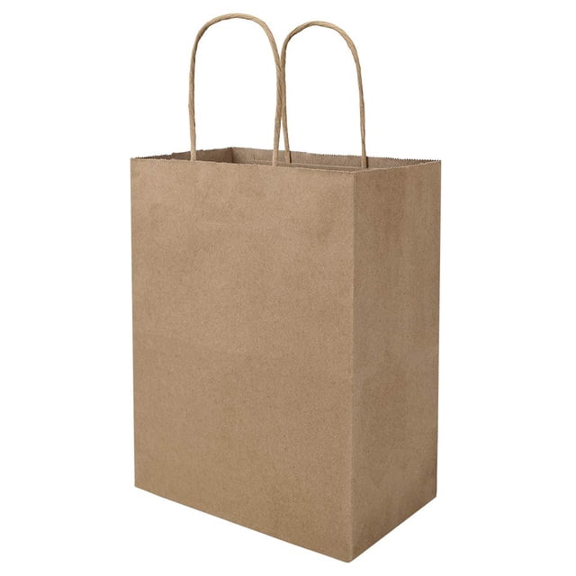 Bolsa de papel Bagmad Kraft 100, paquete de 20 x 12 x 25 cm con asas