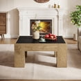 thumbnail image 5 of Finmind Square Coffee Table for Living Room, 31.5'' Modern Large Center Table, Easy Assembly, Black & Brown, 5 of 10
