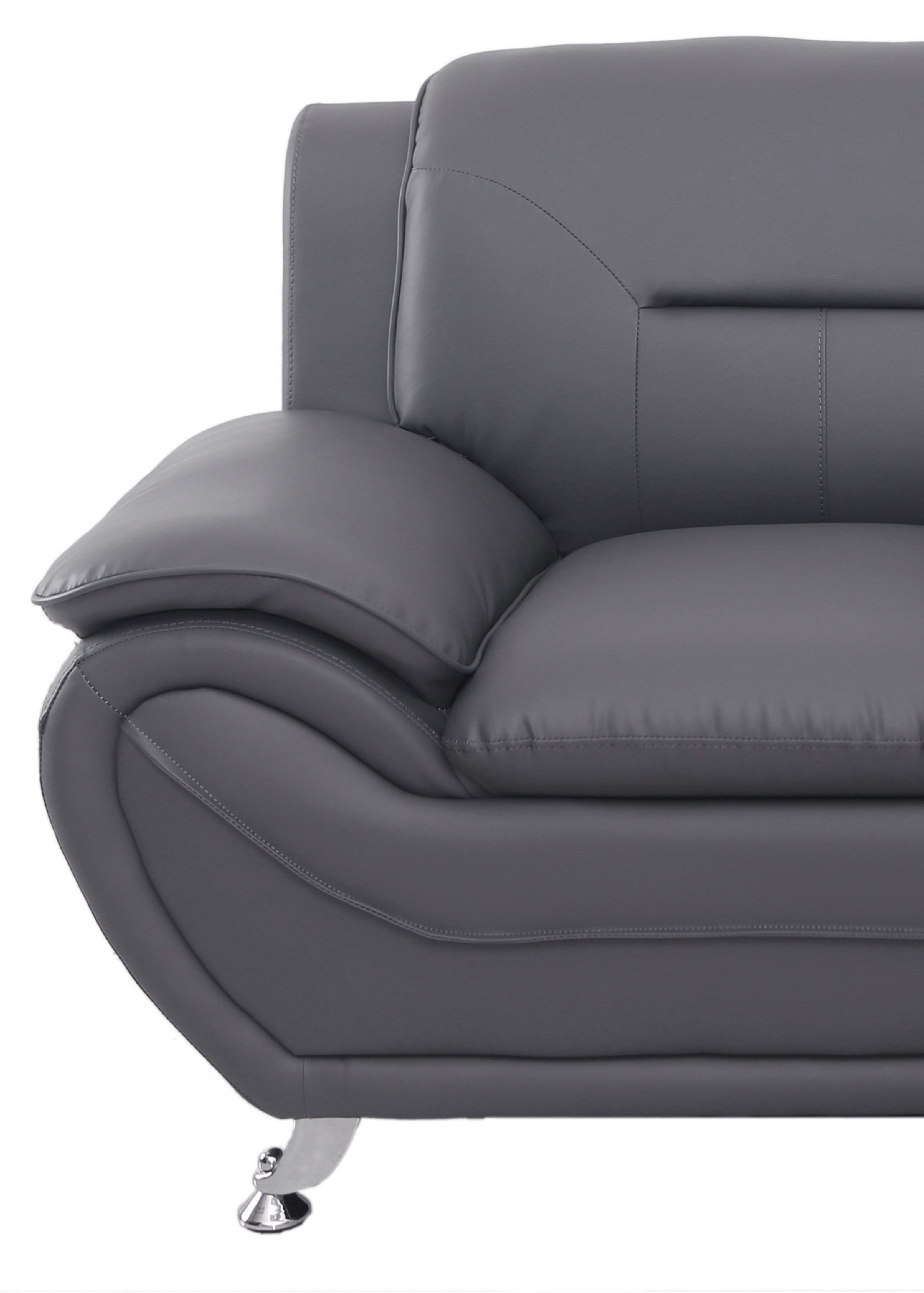 Uspridefurniture Sanuel 61.3" Faux Leather Pillow Top Arm Loveseat -Gray