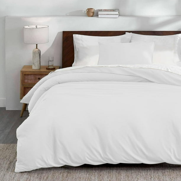 Juego de Funda Duvet, Bluelander, para Edredón Queen, Diseño Liso, Blanco