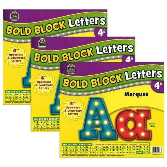 Teacher Created Resources Marquee Bold Block 4" Letters Combo Pack