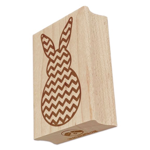 Bunny Pattern ZigZag Lines Easter Rabbit Rectangle Rubber Stamp Stamping Scrapbooking Crafting - Small 1.7in