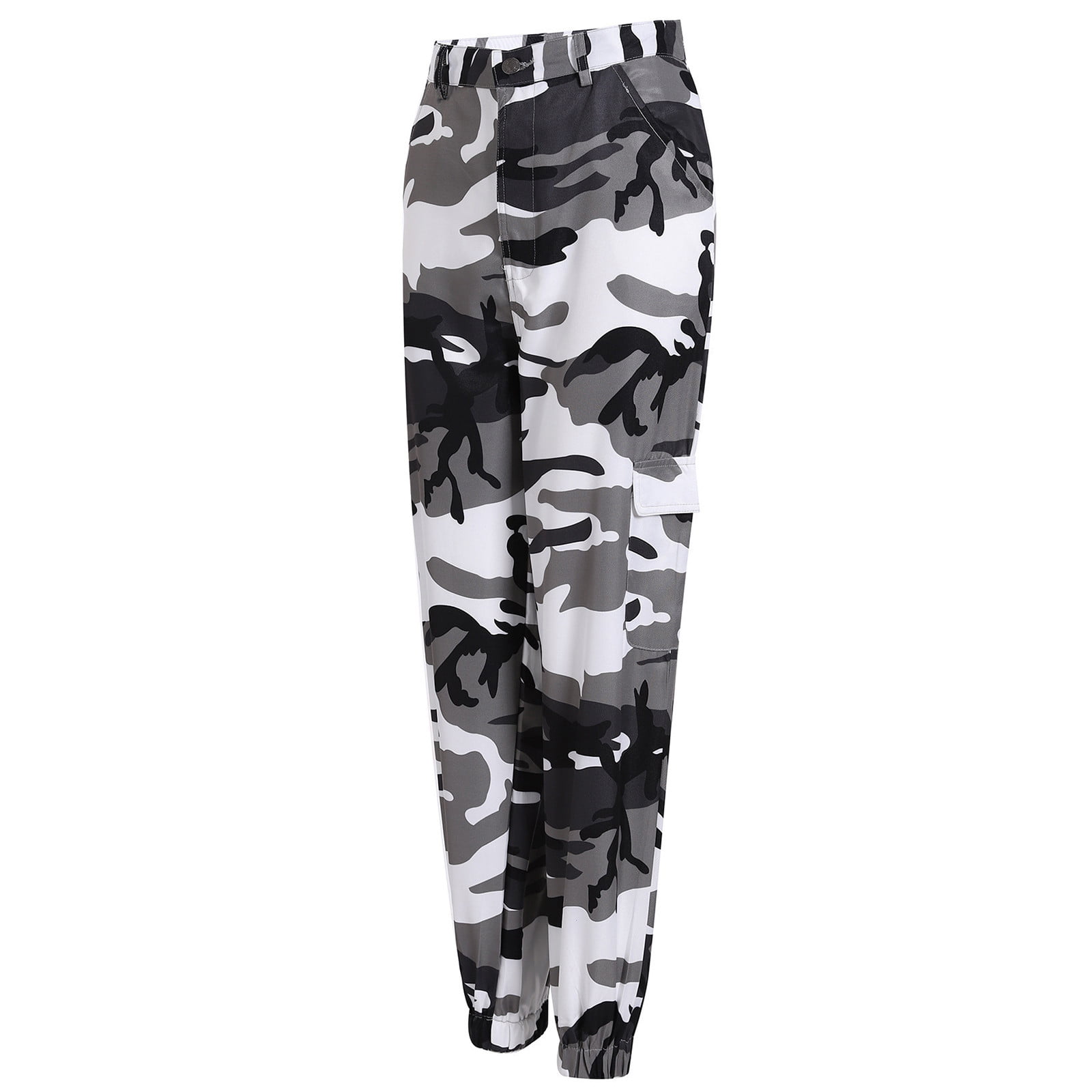 JWZUY Women's Tie Dye Camo Cargo Pants High Waisted Straight Leg Pants with  Pockets Camouflage L 