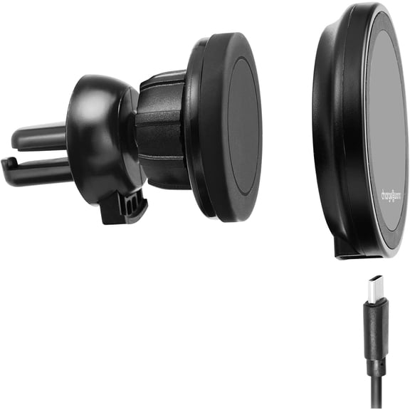 Chargeworx 2-in-1 Magnetic Wireless Phone Charger Pad, 15W Swivel Car Phone Mount Charger
