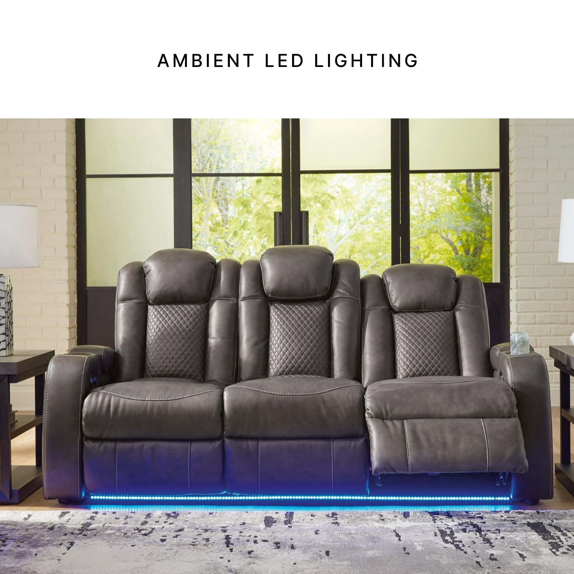 Signature Design by Ashley Fyne-Dyme Brown Power Reclining Sofa