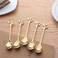 thumbnail image 4 of Stainless Steel Gold Creative Dinnerware Set - Leaf Shape Handlle Coffee Spoon Dessert Scoop Fork Tablewear Kitchen Accessories Fruit,Dessert,Stirring, 4 of 8