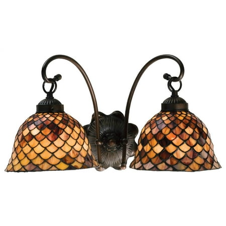 

Meyda Tiffany 18632 Fishscale 18 Wide 2 Light Wall Sconce - MultiColor