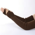 thumbnail image 3 of Arm Sleeves Solid Color Elastic Unisex Thumb Hole Arm Warmers Winter Arm Covers, 3 of 10