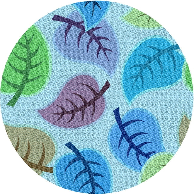 Ahgly Company Tapis d'Intérieur Rond Lavable en Machine Transitionnel en Soie Bleue, 4 Pieds Rond