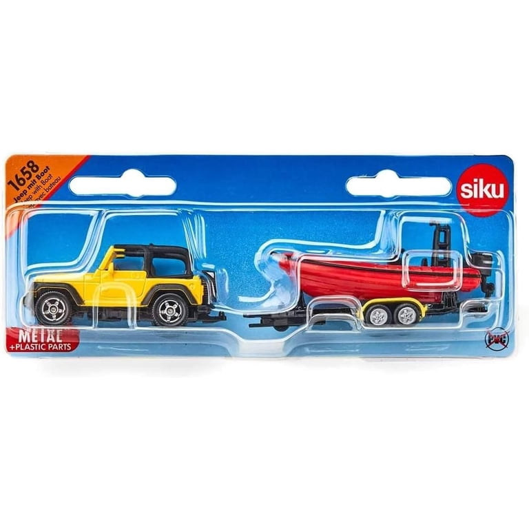 シク　SIKU V228 ジープ Siku Metal/Plastic Jeep with Boat, 16.7 x 3.3 x 4.2 cm, Yellow and