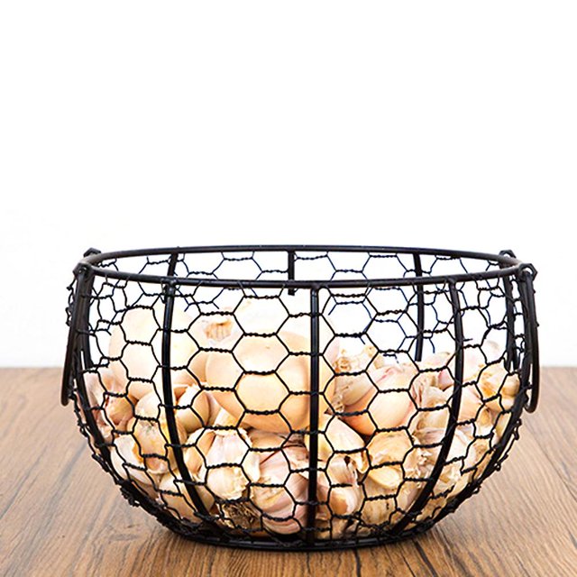 Cesta de almacenamiento de fruta de huevo ornamento de gallina de cerámica de hierro (rosa) Afortunado Sencillez