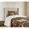 thumbnail image 3 of Ambesonne Brown Quilted Bedspread Set 2 Pcs, Coffee Beans and Bags, Twin Size, Brown Green, 3 of 5