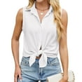 thumbnail image 2 of Womens Sleeveless Button Down Shirt Collared Blouse Casual Office Shirts Basic Tank Top White S, 2 of 10