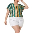 thumbnail image 2 of Unique Bargains Women's Plus Size Blouses Short Sleeve Loose Stripe Top, 2 of 6