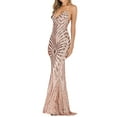 thumbnail image 4 of SWSMCLT Women's Sexy Floral Dress Evening Gown Stretch Bodycon Deep V Neck Prom Maxi Dresses Backless Homecoming Hoco Wedding Cocktail Sequin Bridesmaid Party Full Length Apricot Large, 4 of 5