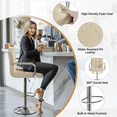 thumbnail image 5 of Alden Design PU Leather Swivel Bar Stools with Large Steel Pedestal Base, Set of 2, Khaki, 5 of 8