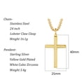 thumbnail image 6 of FANCIME Yellow Gold Plated 925 Solid Sterling Silver Polished Big Beveled Edge Men's Crucifix Cross Pendant Long Necklace Fine Jewelry For Men, With Strong Stainless Steel Box Chain 24 Inch, 6 of 10