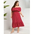 thumbnail image 5 of Yesfashion Women Plus Size Off Shoulder Maxi Dress Ruffle Flowy Casual Summer Boho Long Dresses, 5 of 8