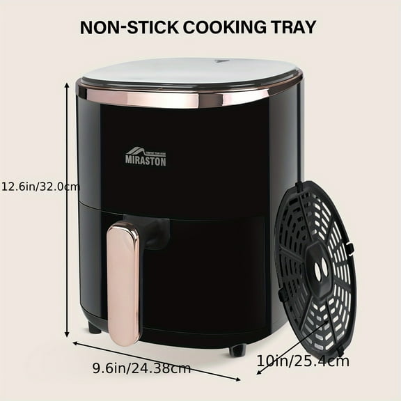 MIRASTON 3.6QT Air Fryer, 9-in-1 Compact Basket with Digital Touchscreen, Baking Pan, Pre-Set Functions for Frying, Baking, Roasting, Broiling