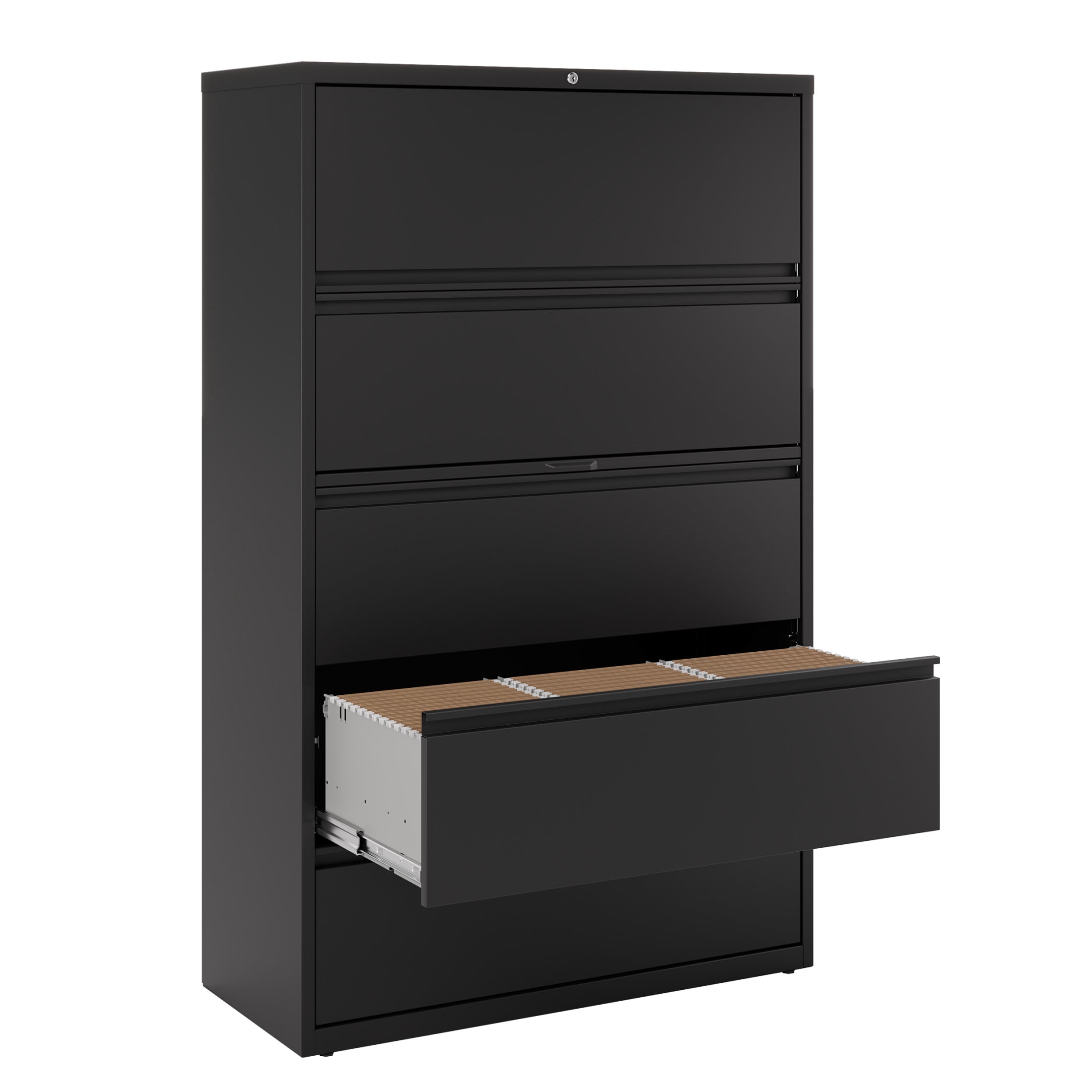 Hirsh 42 inch Wide 5 Drawer Metal Lateral File Cabinet for Home and Office, Holds Letter, Legal and A4 Hanging Folders, Black