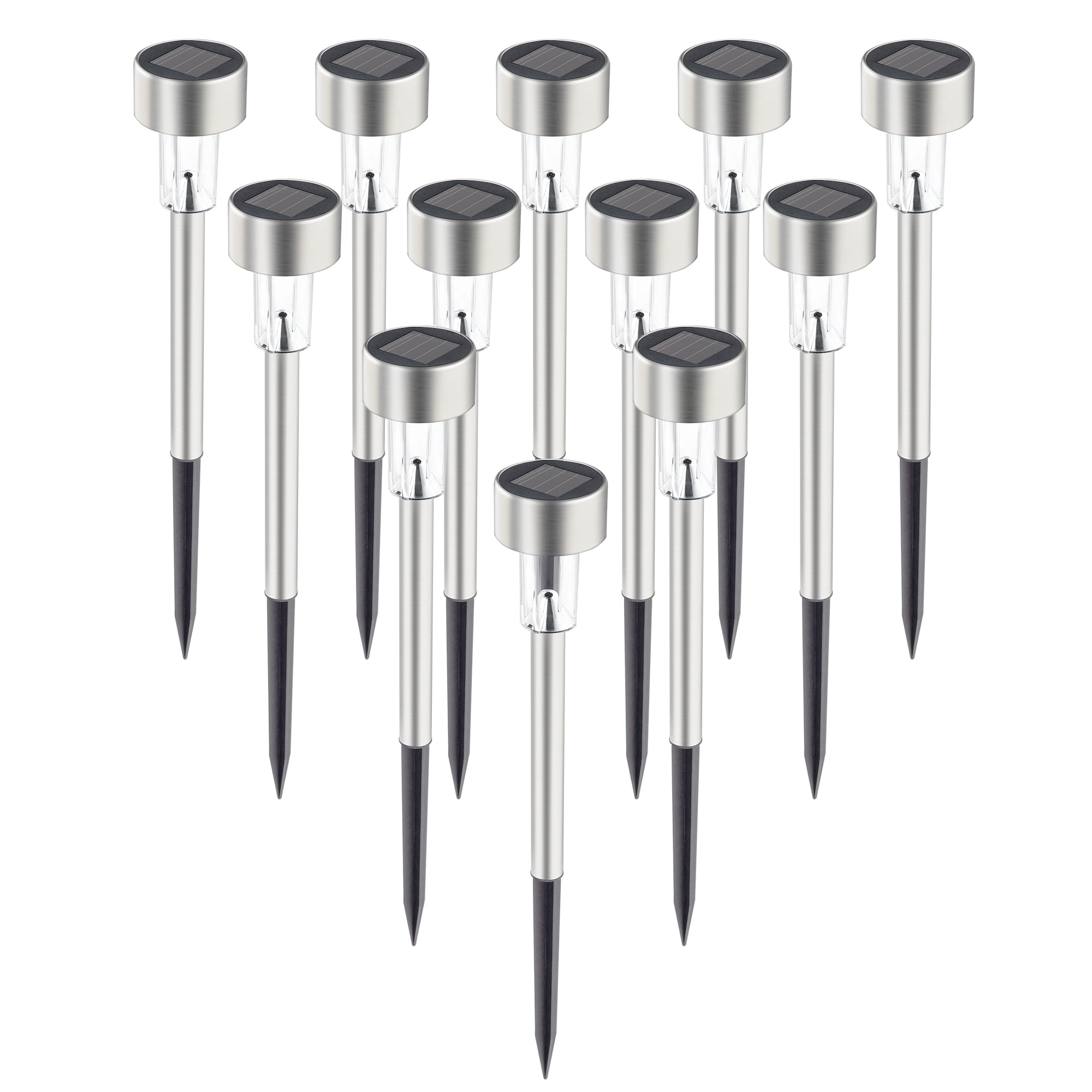 Solpex Solar Pathway Lights 12 Pack, Stainless Steel IP44 Waterproof Auto On/Off Outdoor LED Solar Landscape Lights for Garden, Yard, Patio, Path and Walkway. (Warm White)