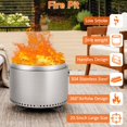 thumbnail image 4 of Towallmark Fire Pits for Garden, 35.4 Inch Smokeless Fire Pit, 304 Stainless Steel Wood Burning Fireplaces with Removable Ash Pan & Stand, Portable Safe Burning Firepit, 4 of 7