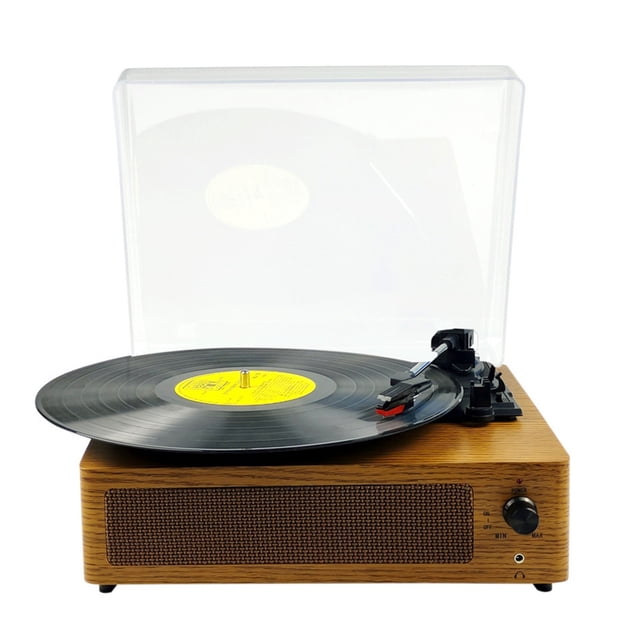 Wooden Simple Vintage Phonograph Wireless Vinyl Record Player With Cover Dust Jukebox ,Simple Setup