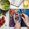 thumbnail image 3 of Jazz Music Cutting Board, Illustration of Singer on Grunge Background Performing Singing Woman Image, Decorative Tempered Glass Cutting and Serving Board, Large Size, Blue Purple Red, by Ambesonne, 3 of 5