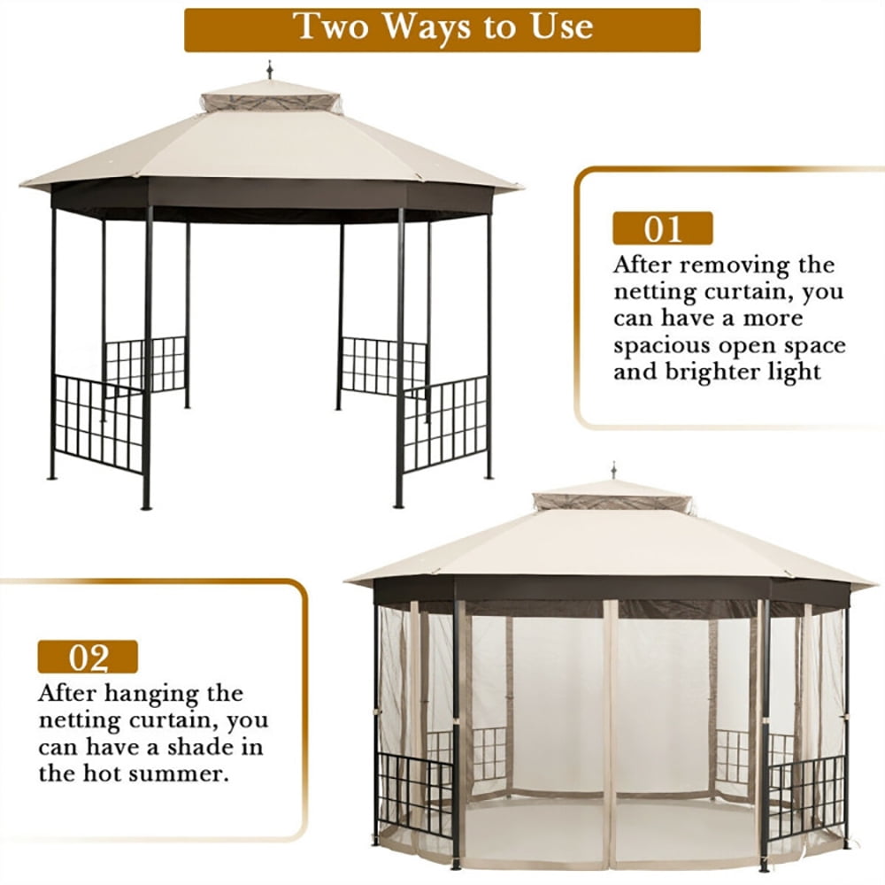 Aimee Lii 10' x 12' Octagonal Patio Gazebo, Backyard Canopy Gazebo, Beige Aimee Lii 10' x 12' Octagonal Patio Gazebo, Backyard Canopy Gazebo, Beige