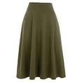 thumbnail image 4 of USSUMA Women'S Skirts Midi Skirt Solid Color High Waist Pleated High-Elastic Mid-Calf Skirt Casual Dresses Comfortable Skirts Meeting Festival Gift Army Green Skirt for Women L, 4 of 4