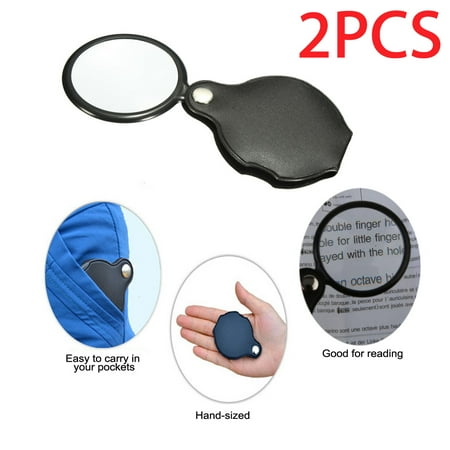 2PCS Folding 10X Jewelry Magnifier Magnifying Eye Glass Loupe Lens Mini Pocket