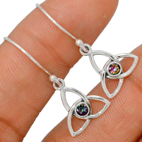Celtic - Rainbow Topaz 925 Sterling Silver Earrings Jewelry BE22406 XGB