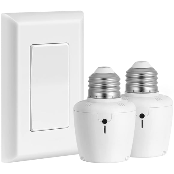 Suraielec Remote Control Light Socket, Wall Mount Switch, E26 E27 Lamp Socket, No Wiring, 100FT Range, Wireless Light Switch for Lamps, Pull Chain Li