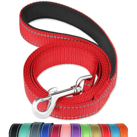 6FT Reflective Dog Leash with Soft Padded Handle for Training,Walking Lead for Large & Medium Dog,1 Inch Wide,Red