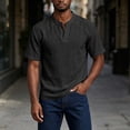 thumbnail image 4 of Mens Lightweight V Neck T-Shirts Summer Short Sleeve Plain Tees Casual Hippie Single Button Henley Shirt, 4 of 9