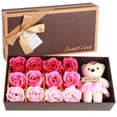 thumbnail image 1 of Oso de peluche con 12 rosas de jabón, regalo romántico de San Valentín con caja (rosa), 1 of 9