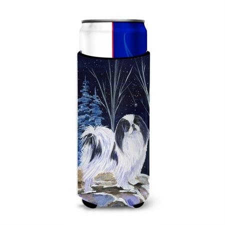 

Caroline s Treasures SS8374MUK Starry Night Japanese Chin Ultra Hugger for slim cans Slim Can multicolor