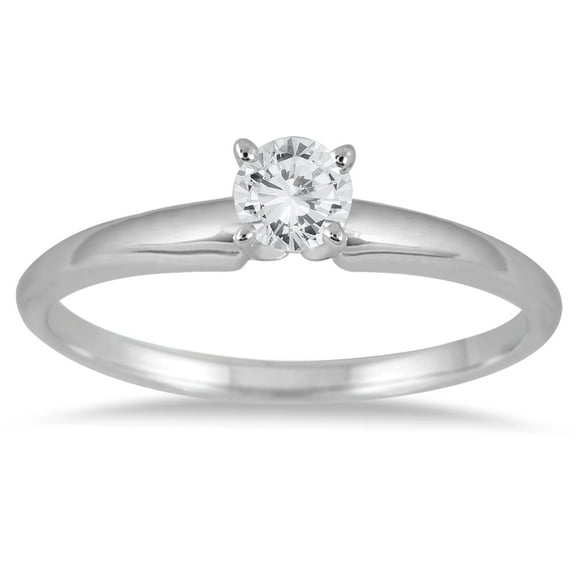 SZUL Women's 1/4 Carat Round Diamond Solitaire Ring in 14K White Gold (J-K-L Color, I2-I3 Clarity)