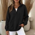 thumbnail image 6 of GUACER Long Sleeve Sweatshirts for Women Stand Collar Trendy Sport Loose Pullover Tops with Pockets, 6 of 9