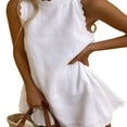thumbnail image 4 of Femmes Débardeur Sans Manches Licol Robes d'Été Pétoncle Dos Fermeture Éclair Plage Robe de Soleil, 4 of 5
