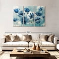 thumbnail image 2 of Elephant Stock Springing Up Blue Wall Art - Horizontal Multi Panel Canvas - Lobby Wall Decor - Floral And Botanical Multi Panel - Teal And Beige Decor By Nan - 74" x 48", 2 of 8