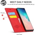 thumbnail image 2 of Case for Samsung Galaxy S10 Plus, Vintage Classic Matte Leather Wallet Case Flip Notebook Style Cover with Magnetic Closure Kickstand Card Slots - Red, 2 of 16