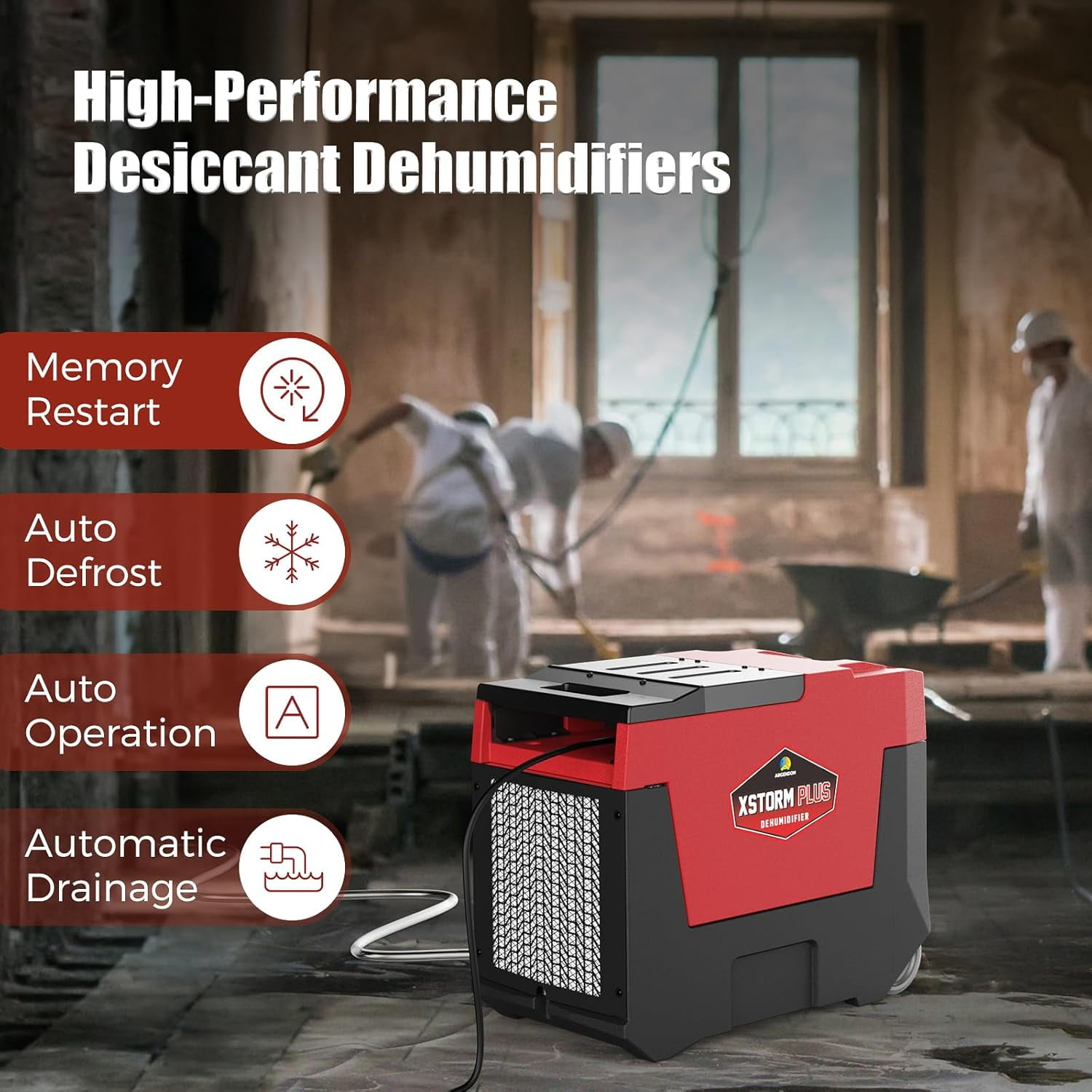 ARGENDON 180PPD Commercial Dehumidifier with Pump Whole House Dehumidifier Suit for 2,300 Sq.Ft Space with Drain Hose for Crawl Spaces, Industry Use, Garage, Basements, limited 5-Year-Warranty