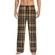 thumbnail image 1 of Balery khaki coffee plaid Pantalones de pijama para hombre, pijama ultraligero, pantalón de descanso-Large, 1 of 6