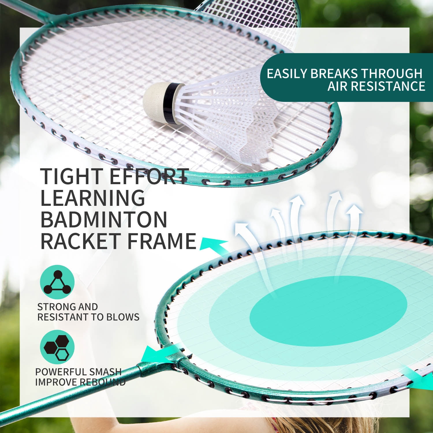 Badminton Set, with Net, 4 Racket, 4 Birdies, Portable Storage Box, for Backyards, Outdoor Games, Yard Games