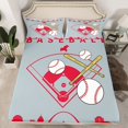 thumbnail image 2 of Homewish Cartoon Sports Teens Twin Sheet Sets, Grey Red Stripes Abstract Twin Fitted Sheet, Baseball Player Flat Sheet, Ultra Soft Bedroom Decor, 3 Pieces, 2 of 7